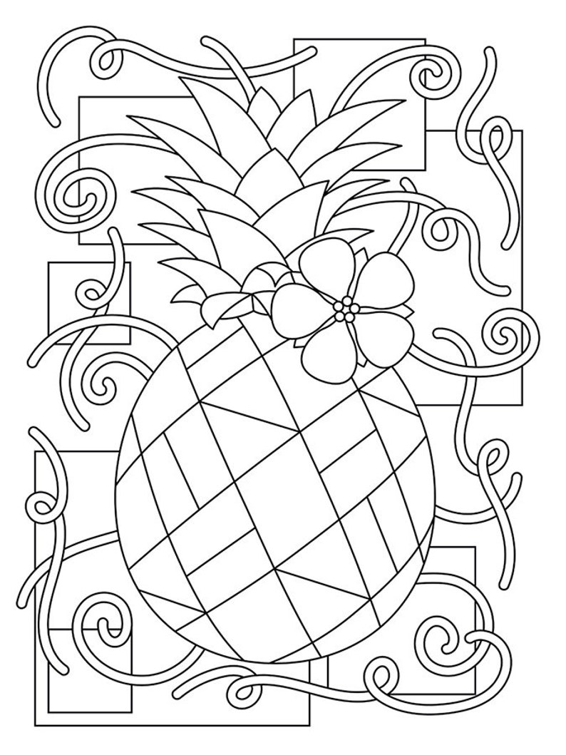 Hawaiian Coloring Book, ʻŌlelo Hawaiʻi, Pineapple Coloring Page