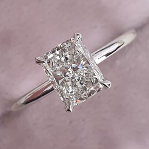 3 CT Dainty Cushion Cut Engagement Ring. Minimalist Elongated - Etsy