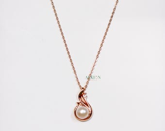 Süsswasserperlenkette: 925er Silber, zierlicher Anhänger, Geschenk zum Jahrestag, Perlenanhänger, Muttergeschenk, Weihnachtsgeschenk,