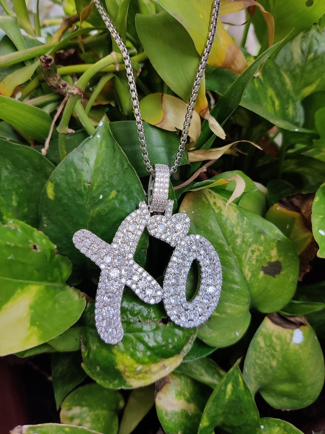 XO Pendant, 925 Silver XO Moissanite Chain-pendant, Iced Out XO Diamond ...