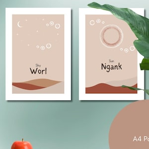 Noongar Words Sky Bundel Beige | Digitale download | Educatieve lesbron | Australische Aboriginal