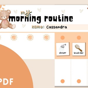 Gráfico de rotina matinal e noturna para crianças | Download digital | Crianças e bebês | Flip Chart | Cronograma visual diário | Design fofo | Montessori