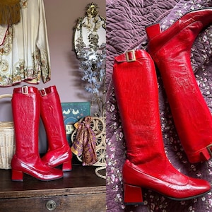 size EU38/39 UNREAL vintage 1960s RED go go boots image 1