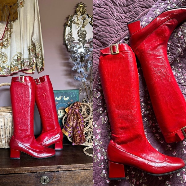 size EU38/39 UNREAL vintage 1960s RED go go boots