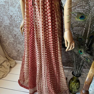 size S gorgeous vintage 1970s indian cotton maxi summer dress afbeelding 6
