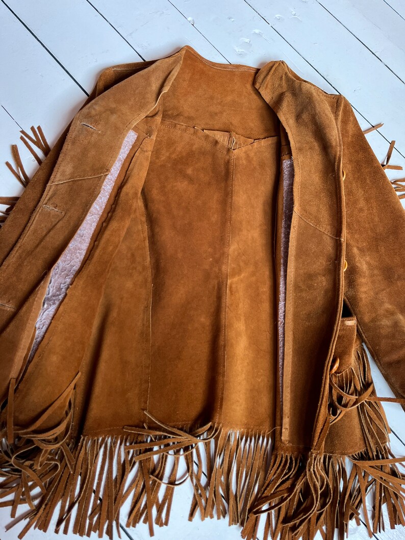 size S/M DIVINE vintage 1960s suede fringe jacket Bild 10