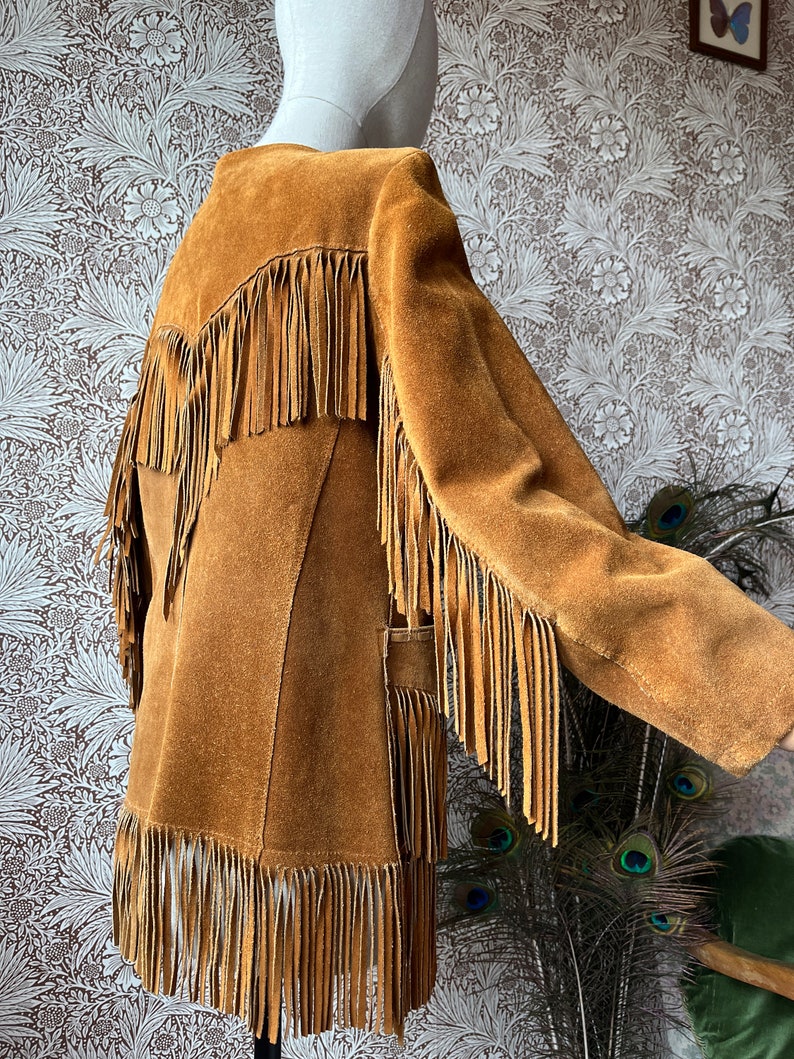 size S/M DIVINE vintage 1960s suede fringe jacket Bild 9