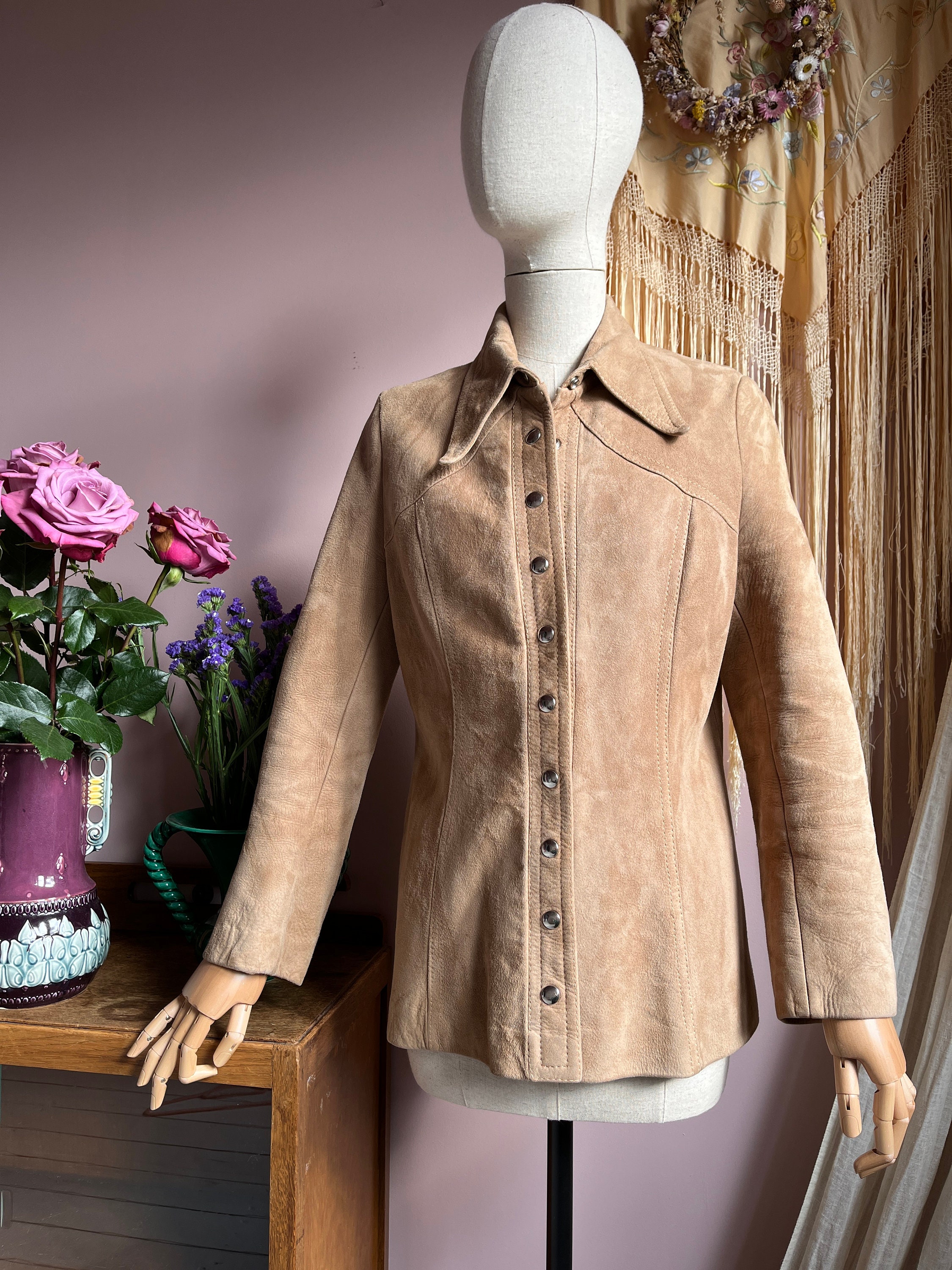 Buy Size M Gorgeous Vintage 1970s Suede Leather Western Jacket 