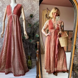 size S gorgeous vintage 1970s indian cotton maxi summer dress