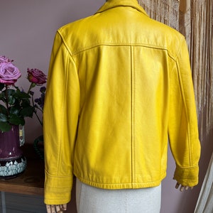 size M vintage 1970s yellow leather jacket afbeelding 7