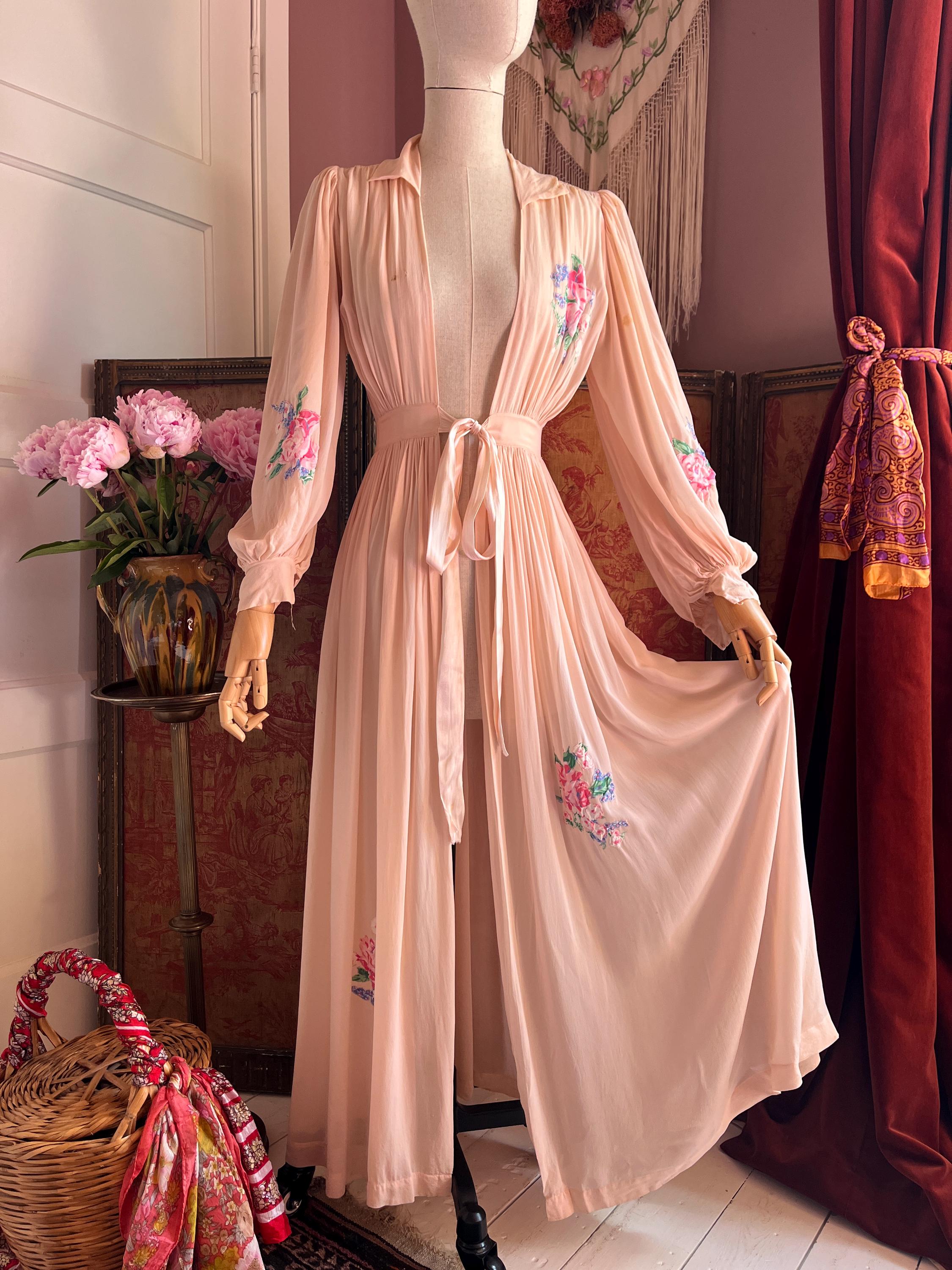 Embroidered Silk Dressing Gown Bridesmaid Satin Kimono Style