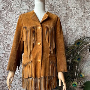 size S/M DIVINE vintage 1960s suede fringe jacket Bild 3