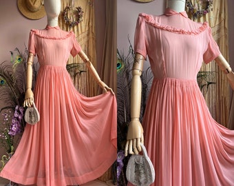 size S/XS INSANE MAGICAL vintage 1940s chiffon silk dream dress