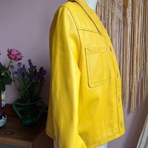 size M vintage 1970s yellow leather jacket afbeelding 6