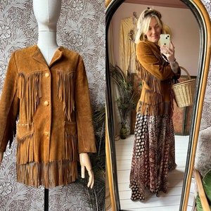 size S/M DIVINE vintage 1960s suede fringe jacket Bild 1