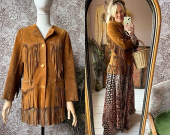 size S/M DIVINE vintage 1960s suede fringe jacket