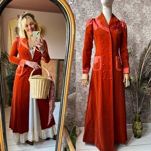 size XS unreal vintage 1960s does victorian velvet maxi coat zdjęcie 1