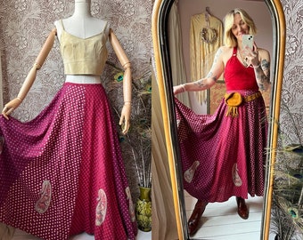 size S/M incredible vintage 1960s indian cotton full circle skirt