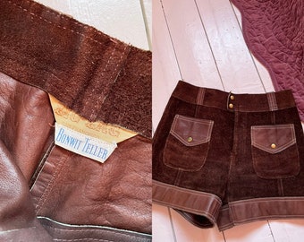 size S/M rare vintage 1960s suede shorts by ZIGZAG san francisco