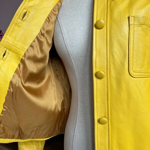 size M vintage 1970s yellow leather jacket afbeelding 5