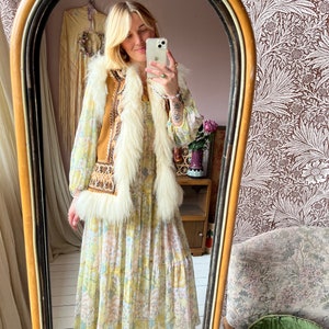 size M RARE and insanely beautiful vintage 1960s shearling embroidered long afghan vest Bild 2