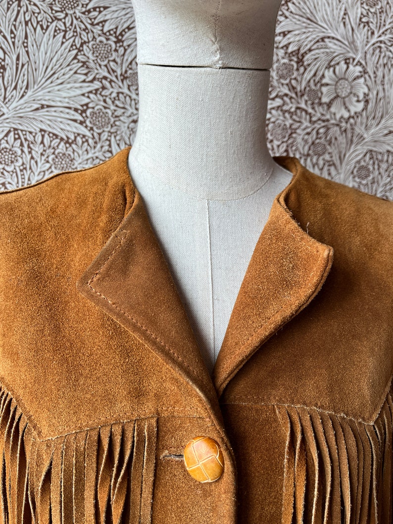 size S/M DIVINE vintage 1960s suede fringe jacket Bild 5
