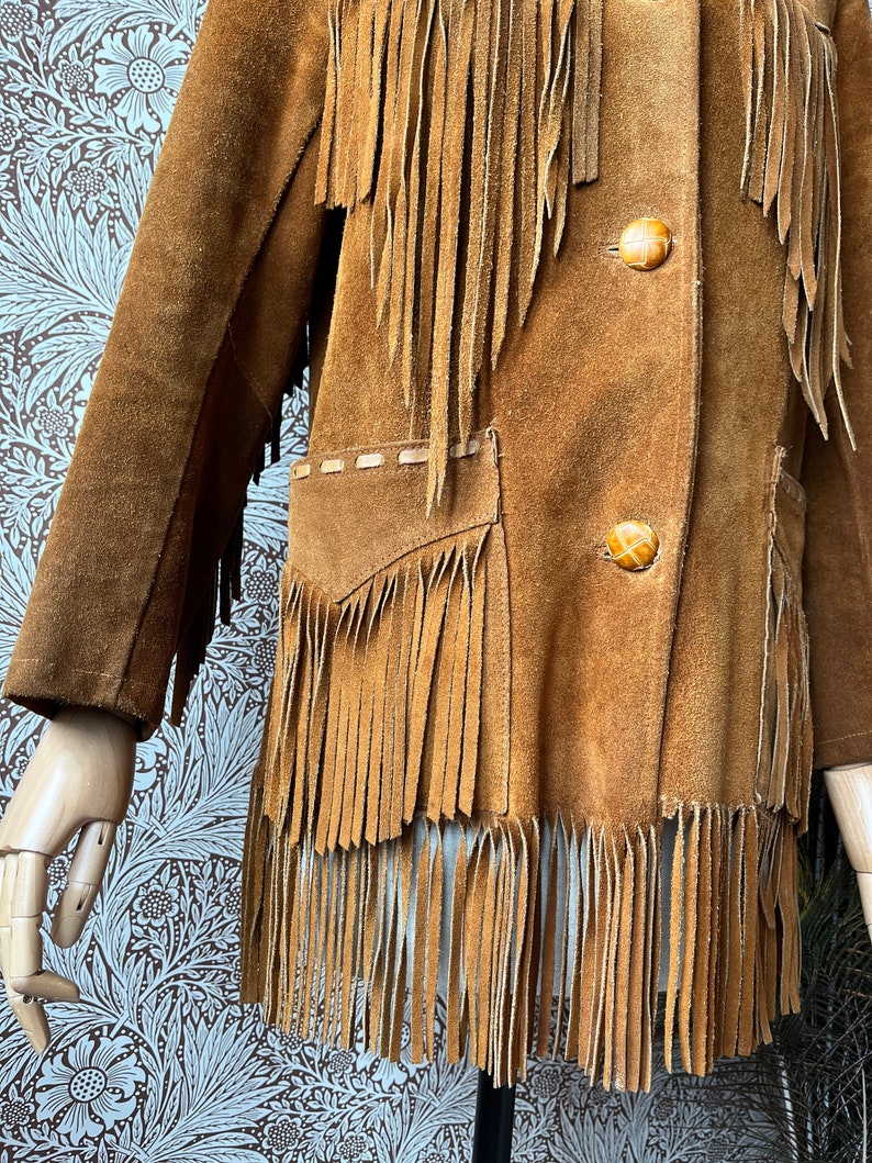 size S/M DIVINE vintage 1960s suede fringe jacket Bild 4