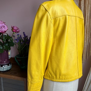 size M vintage 1970s yellow leather jacket afbeelding 8