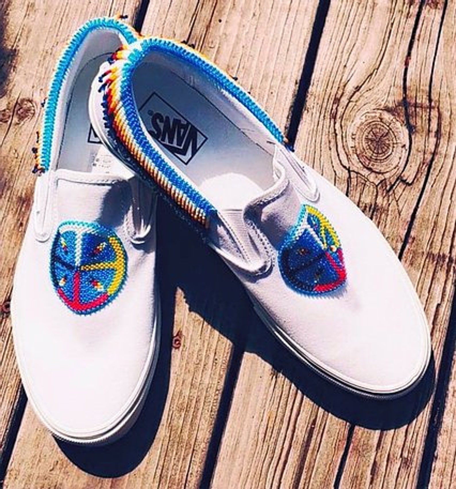 Custom Beaded Vans slipons Etsy