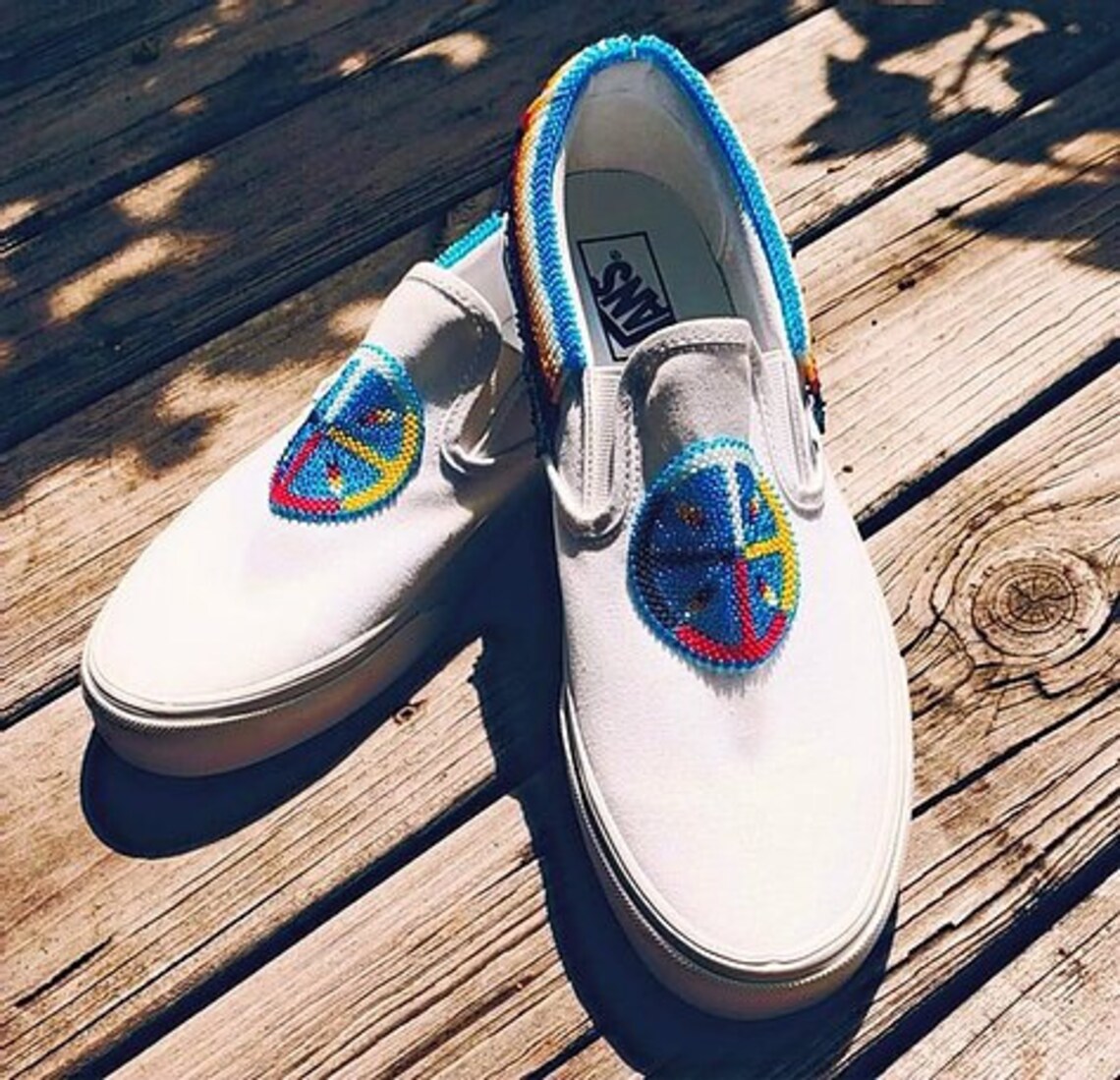 Custom Beaded Vans slipons Etsy
