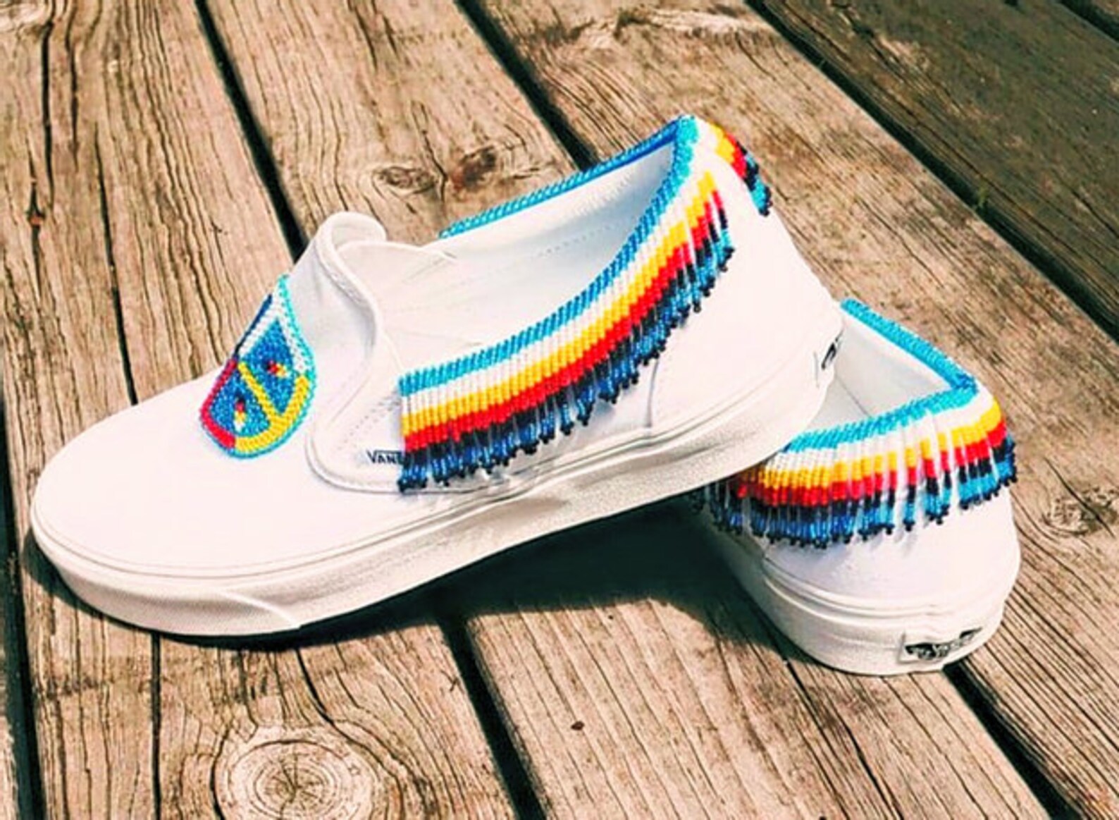 Custom Beaded Vans slipons Etsy