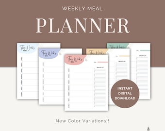 Weekly Meal Planner & Grocery List Printable PDF | Meal Prep | Digital Download Meal Planner | Weekly Menu Planner | Printable Meal Planner