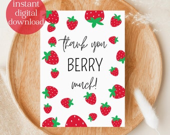 Thank you Berry much Card | Thank you Card | Printable Thank you Card | Thank you