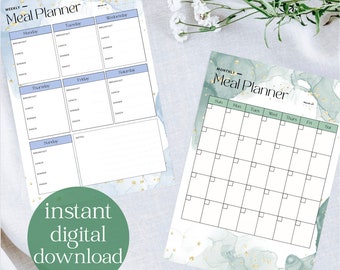 Weekly Meal Planner | Daily Meal Planner | Monthly Meal Planner | Meal Planner Printable PDF | Meal Prep | Digital Download Meal Planner