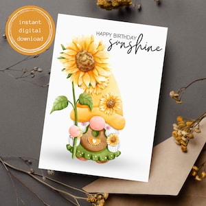 Alles Gute zum Geburtstag Sonnenschein Karte | Alles Gute zum Geburtstag druckbare Karte | Geburtstagskarte | Alles Gute zum Geburtstag Vorlage | Sonnenblume-Geburtstagskarte