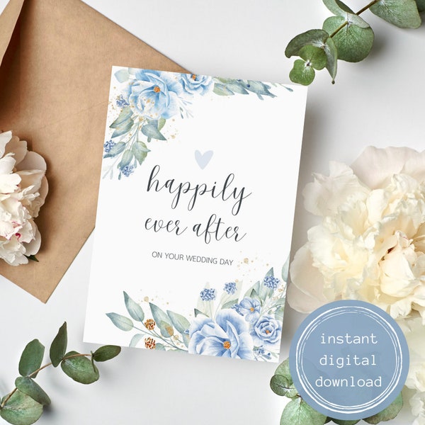 Happily Ever After | Wedding Card | Printable Wedding Card | Newlywed Card | Wedding Day Card | Congratulations Card | Just Married Card