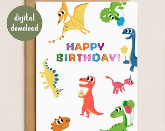 Geburtstagskarte | Dinosaurier-Geburtstagskarte | Dinosaurierkarte | Geburtstagskarte | Alles Gute zum Geburtstag