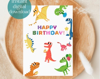 Happy Birthday Card | Dinosaur Birthday Card | Dinosaur Card | Birthday Card | Happy Birthday