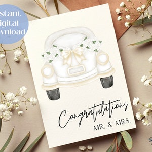 Félicitations M. et Mme | Carte de félicitations | Carte de mariage | Carte pour jeunes mariés | Carte de mariage simple | Carte de mariage imprimable | Carte minimaliste