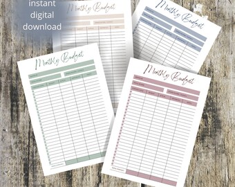 Monthly Budget Template, Printable Budget Plan, Monthly Budget Sheet, Financial Planning Template, Monthly Budget Printable