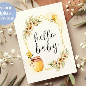 Hello Baby | Baby Shower Card | Baby on the Way Card | Baby Shower | Congratulations Card | Card for New Baby | Congrats for the New Mom