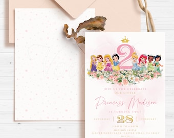 Princess Invitation, Princess Birthday Invite Template, Editable Party Invitations, Printable