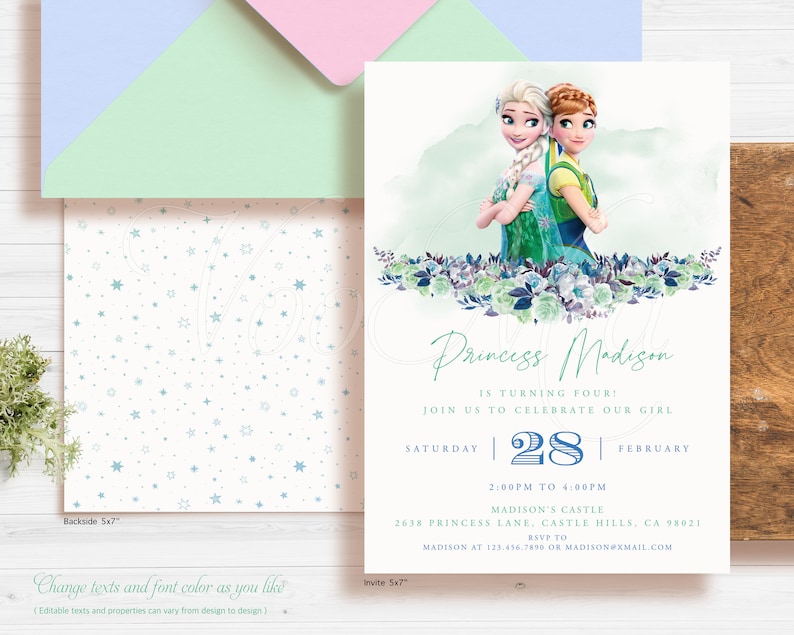Frozen Invitation Elsa and Anna Birthday Template Editable Etsy