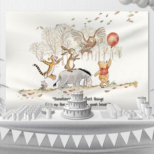 Winnie The Pooh Backdrop, Baby Shower or Birthday Nursery Wall Hanging, Banner and Poster, Printable Template
