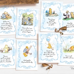 Citations de Winnie l'ourson, décorations pour baby shower, centre de table cartes à imprimer, fête d'anniversaire de garçon