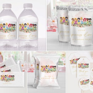 Prinzessin Wasserflaschenetikett, Chipbeuteletikett, Schokoriegelverpackung, Saftbeuteletiketten, Dankes- und Bevorzugungsetiketten