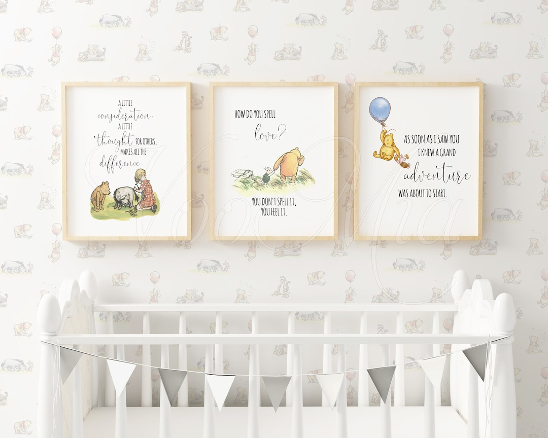 Classic Winnie the Pooh Nursery Print, Set of 3 Quote Decor, Winnie ...