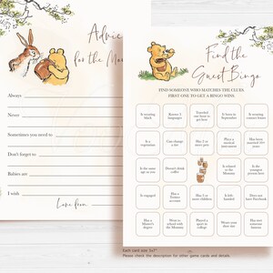 Classic Winnie the Pooh Baby Shower Games Editable Printable Game Cards Pooh Bear Party Template image 4