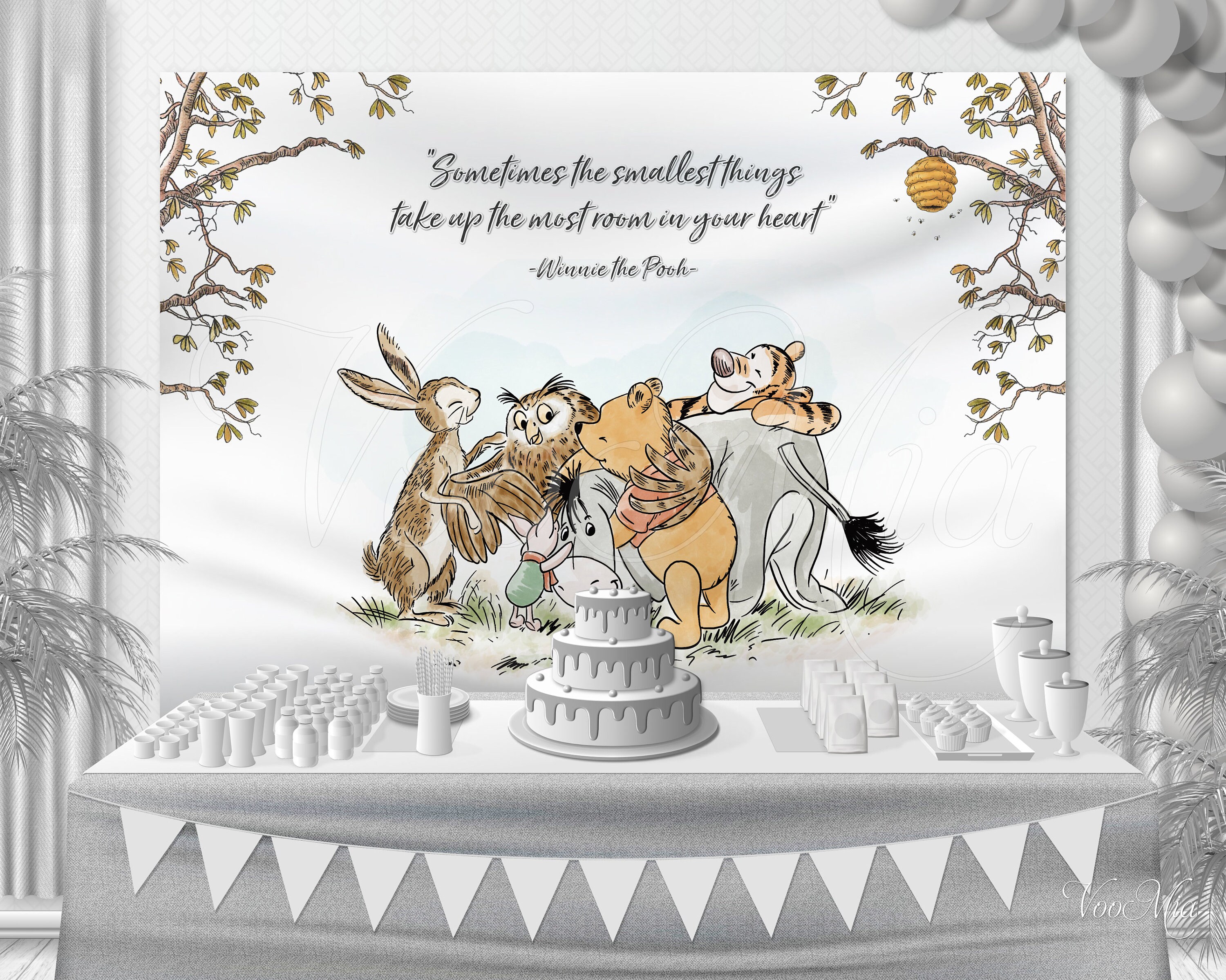 Winnie The Pooh Backdrop Baby ShowerBirthday Nursery Wall Etsy