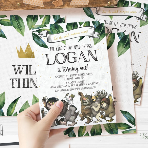 Where The Wild Things Are Birthday Invitation, Editable Party Invite Template